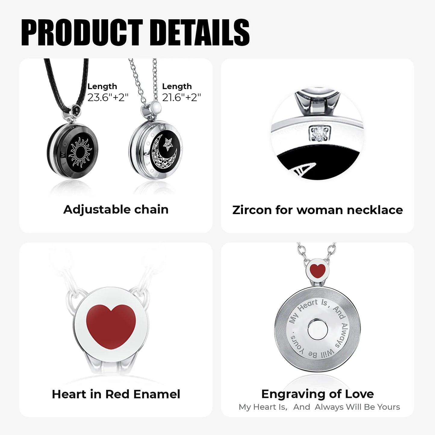 Totwoo Couple Touch Necklaces – Sun & Moon Agate LDR Gift