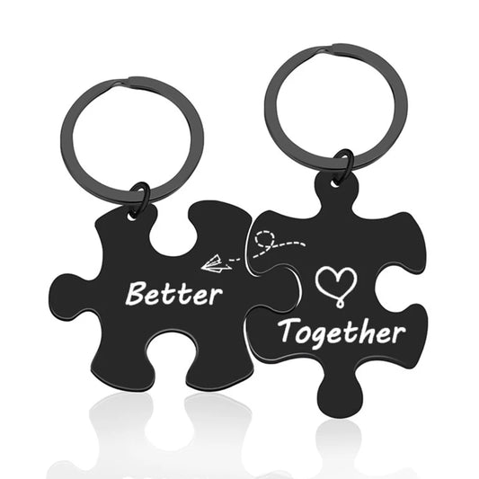 Couple Puzzle Piece Keychain – “Better Together” Set | Long-Distance Relationship Gift for Boyfriend, Girlfriend, Anniversary, or Valentine’s Day