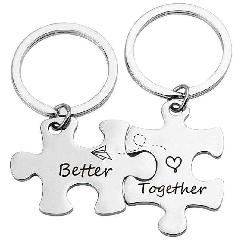 Couple Puzzle Piece Keychain – “Better Together” Set | Long-Distance Relationship Gift for Boyfriend, Girlfriend, Anniversary, or Valentine’s Day