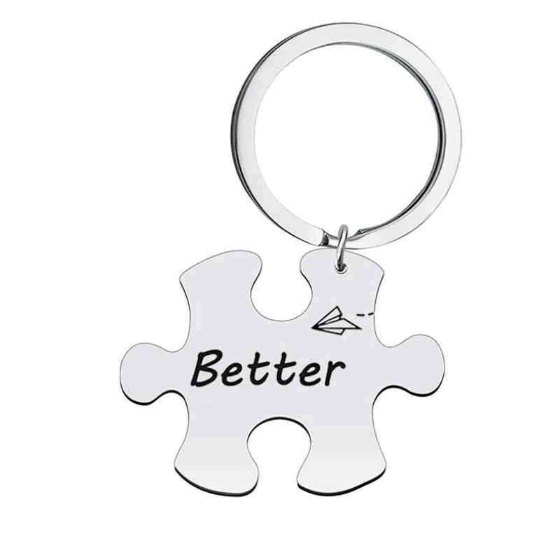 Couple Puzzle Piece Keychain – “Better Together” Set | Long-Distance Relationship Gift for Boyfriend, Girlfriend, Anniversary, or Valentine’s Day