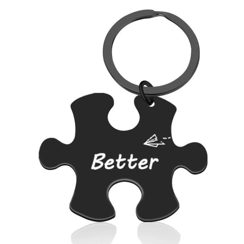 Couple Puzzle Piece Keychain – “Better Together” Set | Long-Distance Relationship Gift for Boyfriend, Girlfriend, Anniversary, or Valentine’s Day