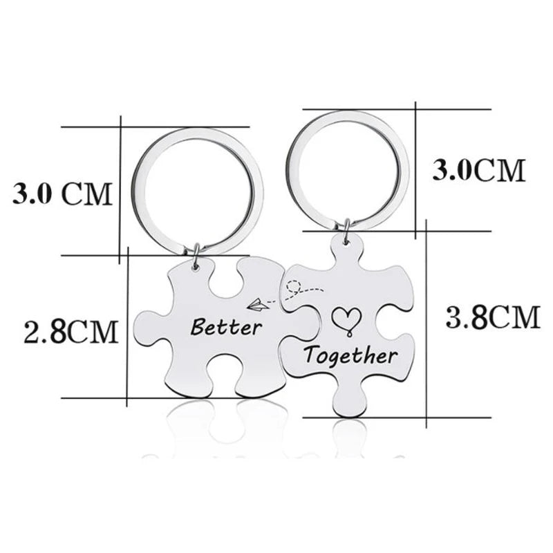 Couple Puzzle Piece Keychain – “Better Together” Set | Long-Distance Relationship Gift for Boyfriend, Girlfriend, Anniversary, or Valentine’s Day