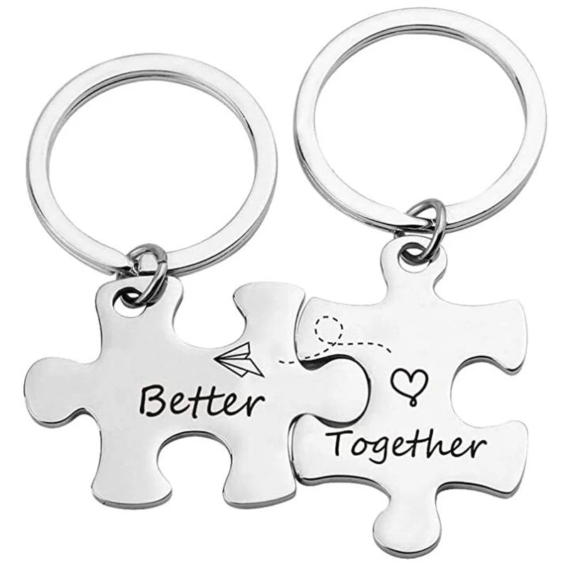 Couple Puzzle Piece Keychain – “Better Together” Set | Long-Distance Relationship Gift for Boyfriend, Girlfriend, Anniversary, or Valentine’s Day