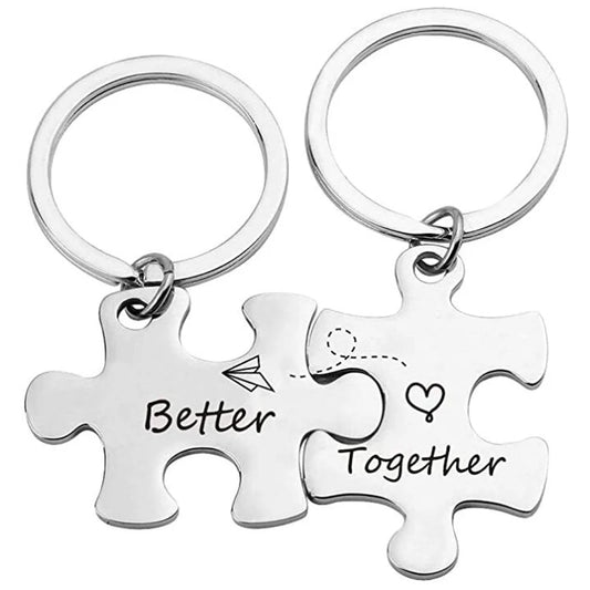 Couple Puzzle Piece Keychain – “Better Together” Set | Long-Distance Relationship Gift for Boyfriend, Girlfriend, Anniversary, or Valentine’s Day