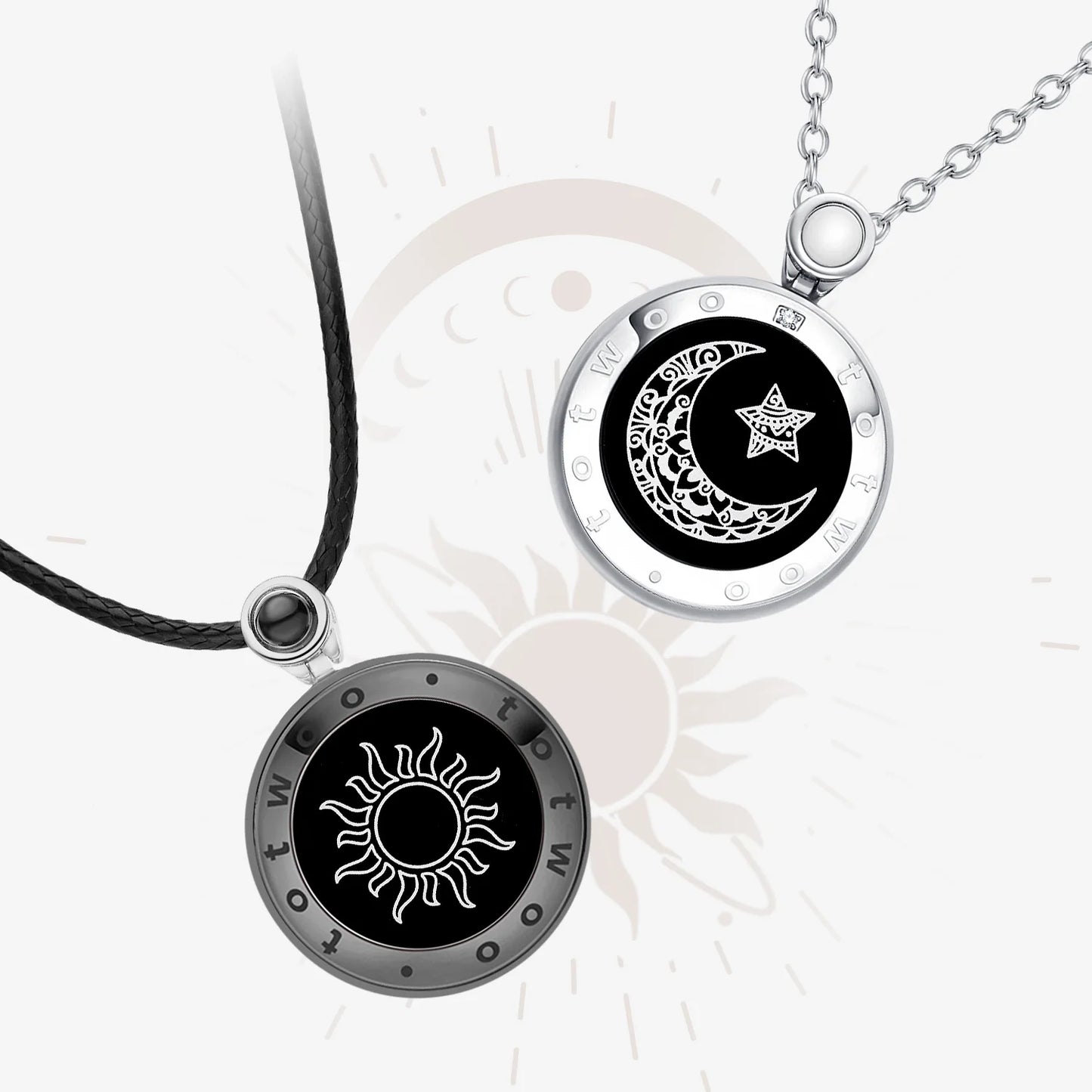 Totwoo Couple Touch Necklaces – Sun & Moon Agate LDR Gift