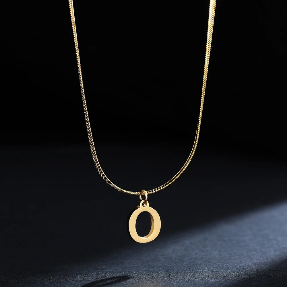 A - Z Onekiss Flat Snake Chain Necklace – Stainless Steel Trendy Style