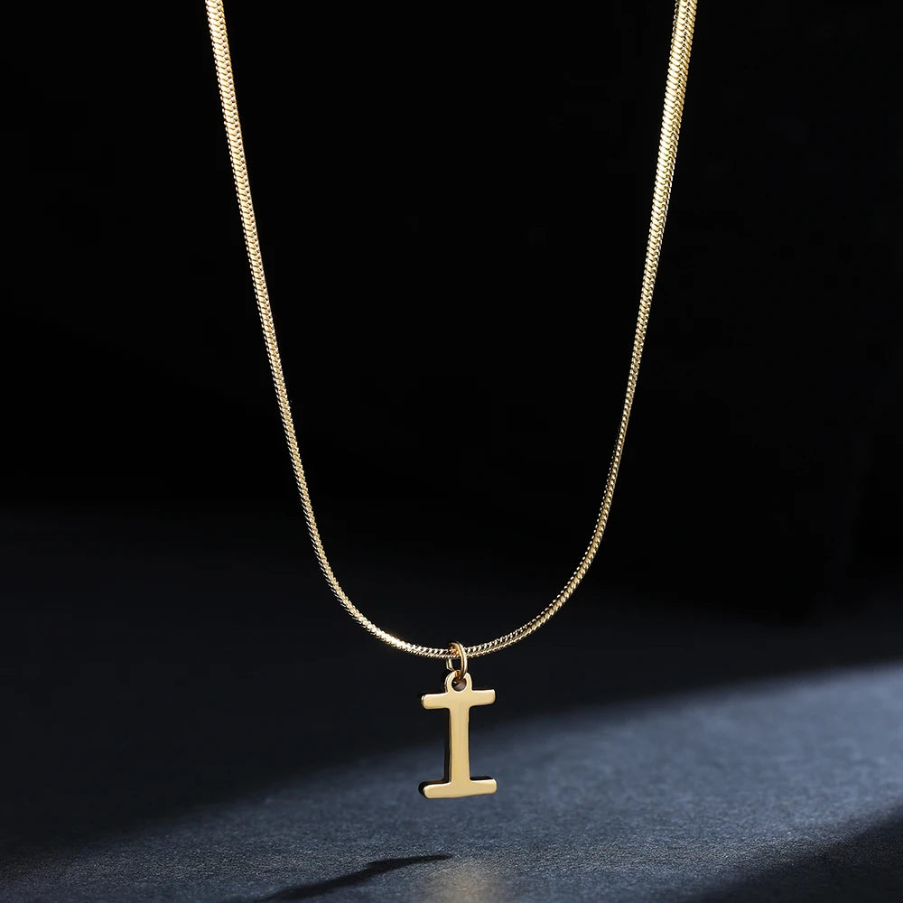 A - Z Onekiss Flat Snake Chain Necklace – Stainless Steel Trendy Style