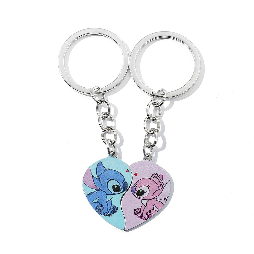 Disney Couple Heart Keychain – Antique Silver Matching Set