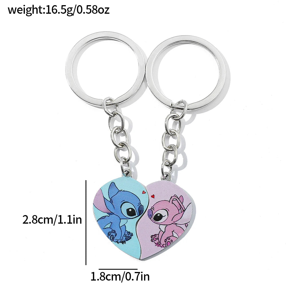 Disney Couple Heart Keychain – Antique Silver Matching Set
