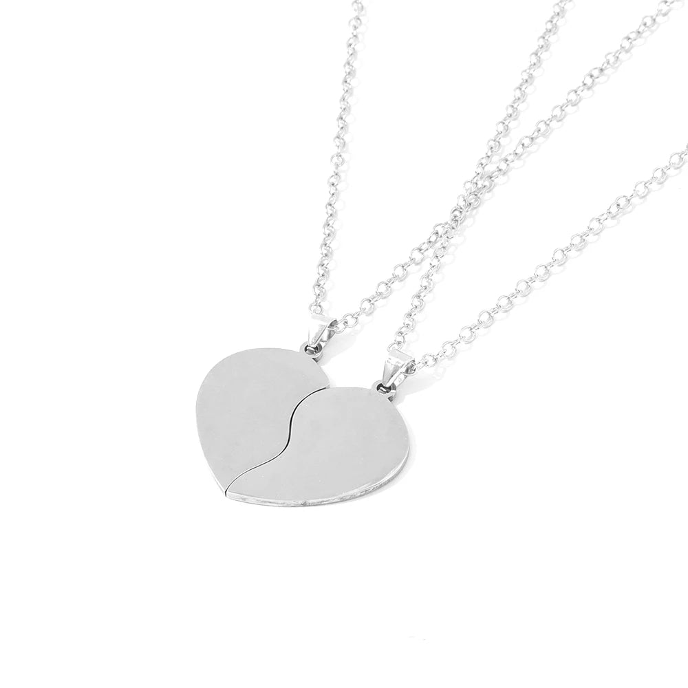 Disney Couple Heart Keychain – Antique Silver Matching Set