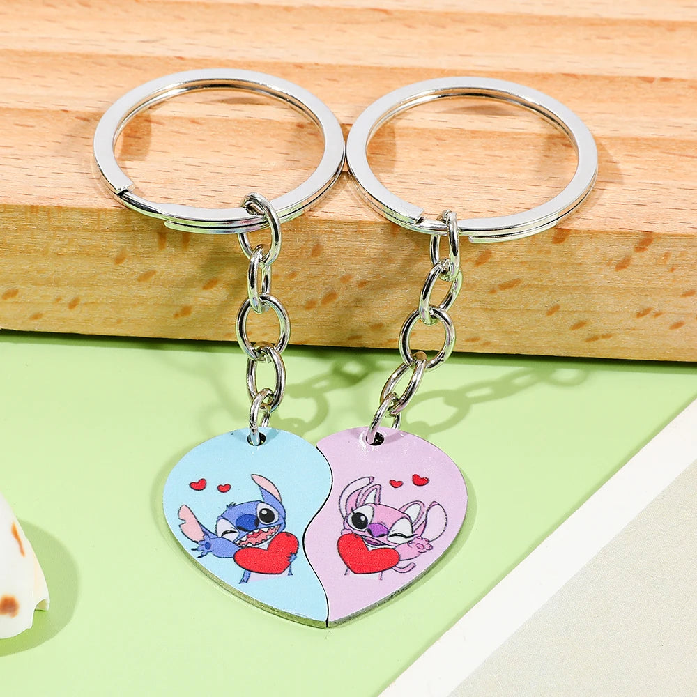 Disney Couple Heart Keychain – Antique Silver Matching Set