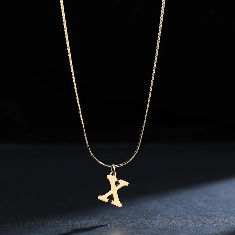 A - Z Onekiss Flat Snake Chain Necklace – Stainless Steel Trendy Style