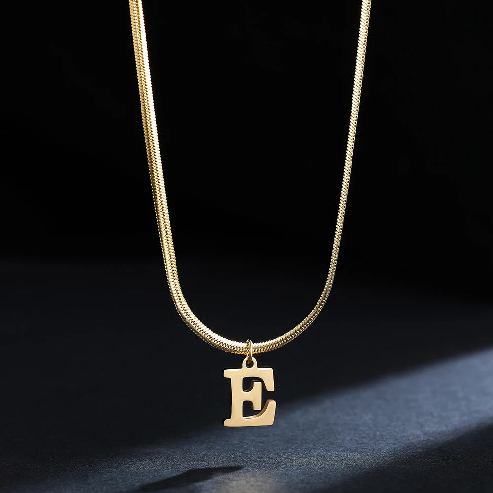 A - Z Onekiss Flat Snake Chain Necklace – Stainless Steel Trendy Style