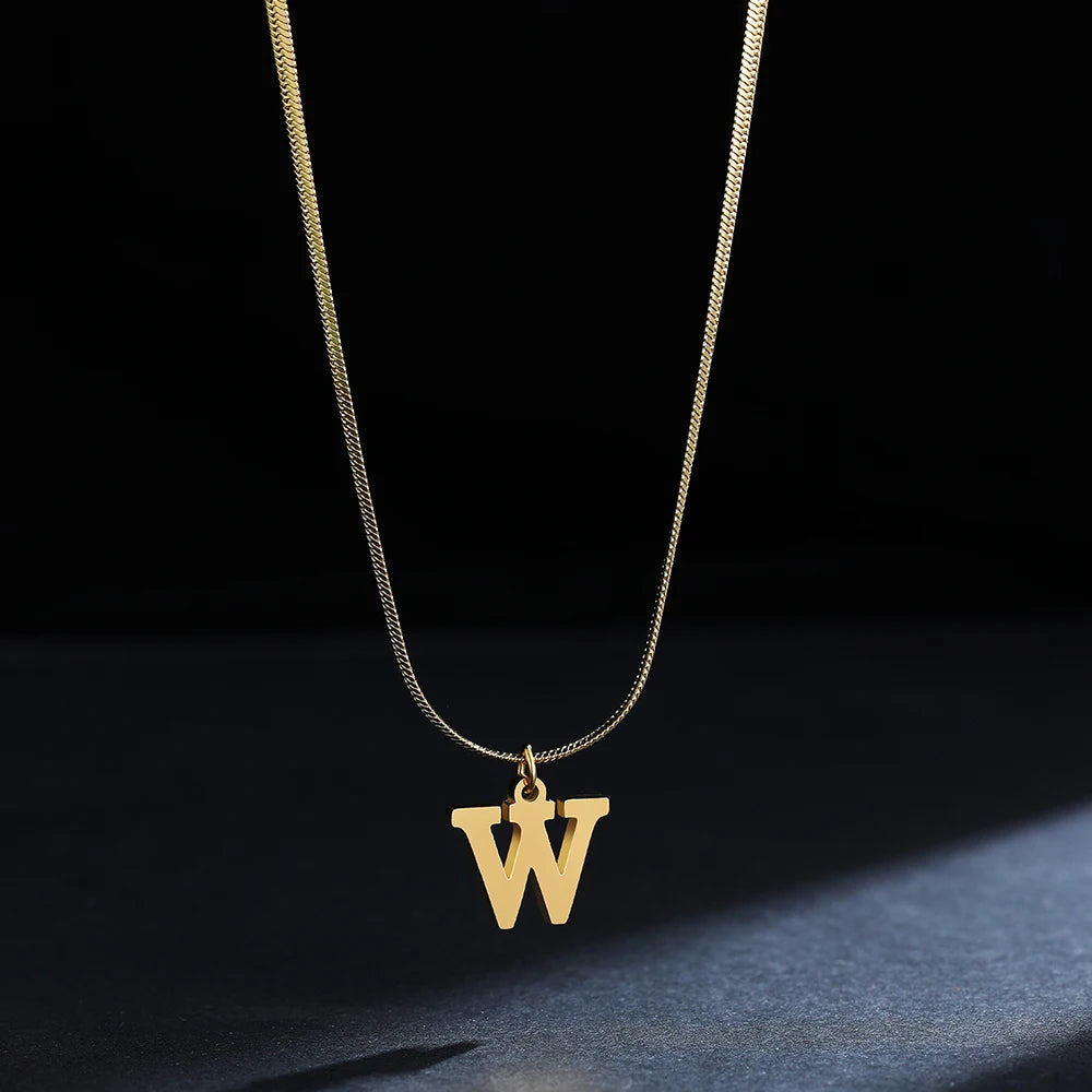 A - Z Onekiss Flat Snake Chain Necklace – Stainless Steel Trendy Style