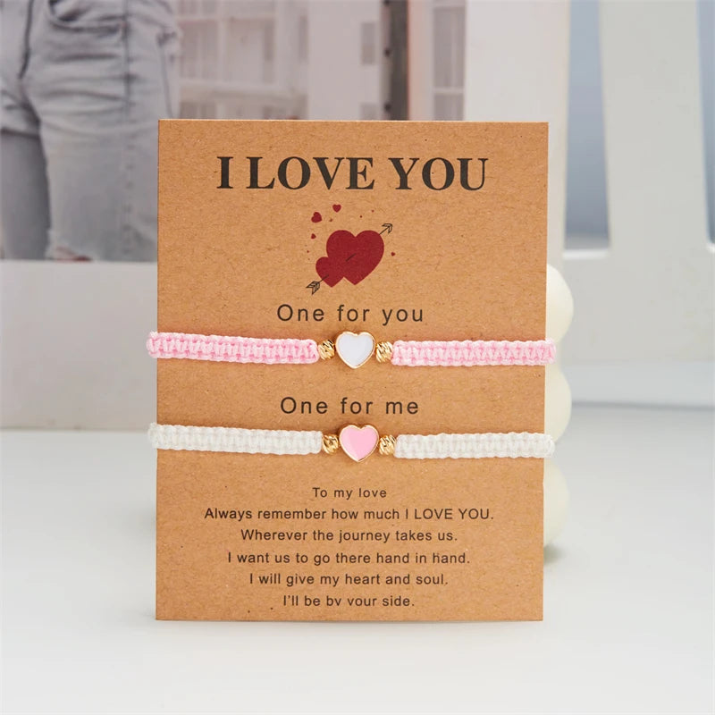 Long Distance Friendship Bracelets – Heart & Star Matching Set