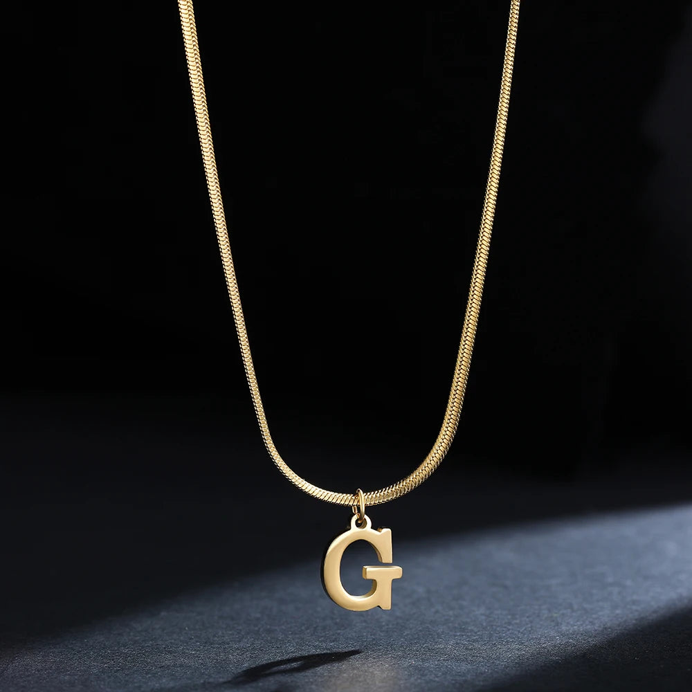 A - Z Onekiss Flat Snake Chain Necklace – Stainless Steel Trendy Style