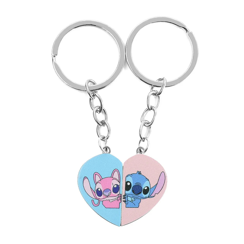 Disney Couple Heart Keychain – Antique Silver Matching Set