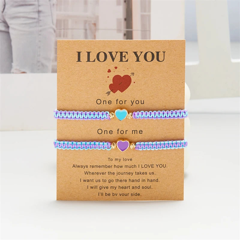 Long Distance Friendship Bracelets – Heart & Star Matching Set