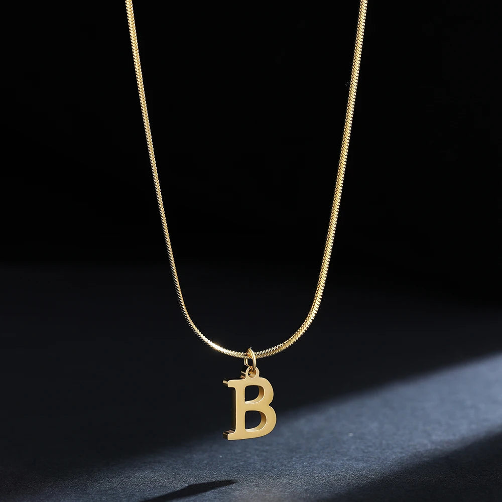 A - Z Onekiss Flat Snake Chain Necklace – Stainless Steel Trendy Style