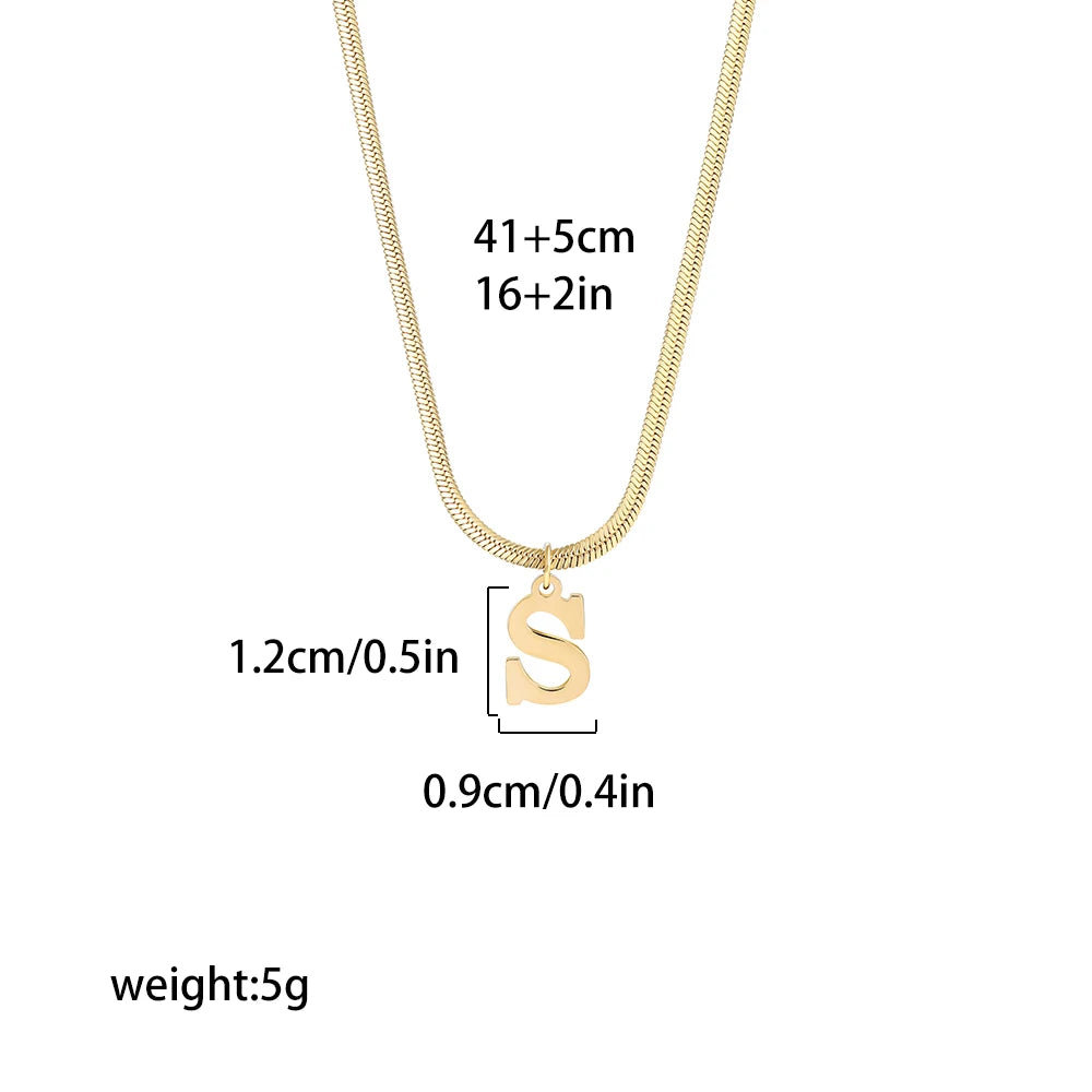A - Z Onekiss Flat Snake Chain Necklace – Stainless Steel Trendy Style