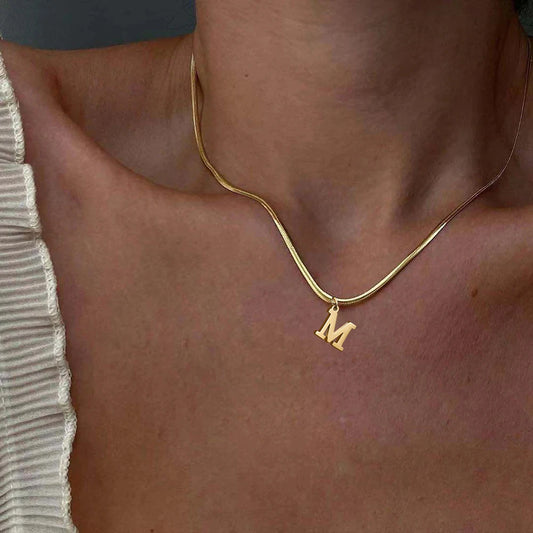A - Z Onekiss Flat Snake Chain Necklace – Stainless Steel Trendy Style