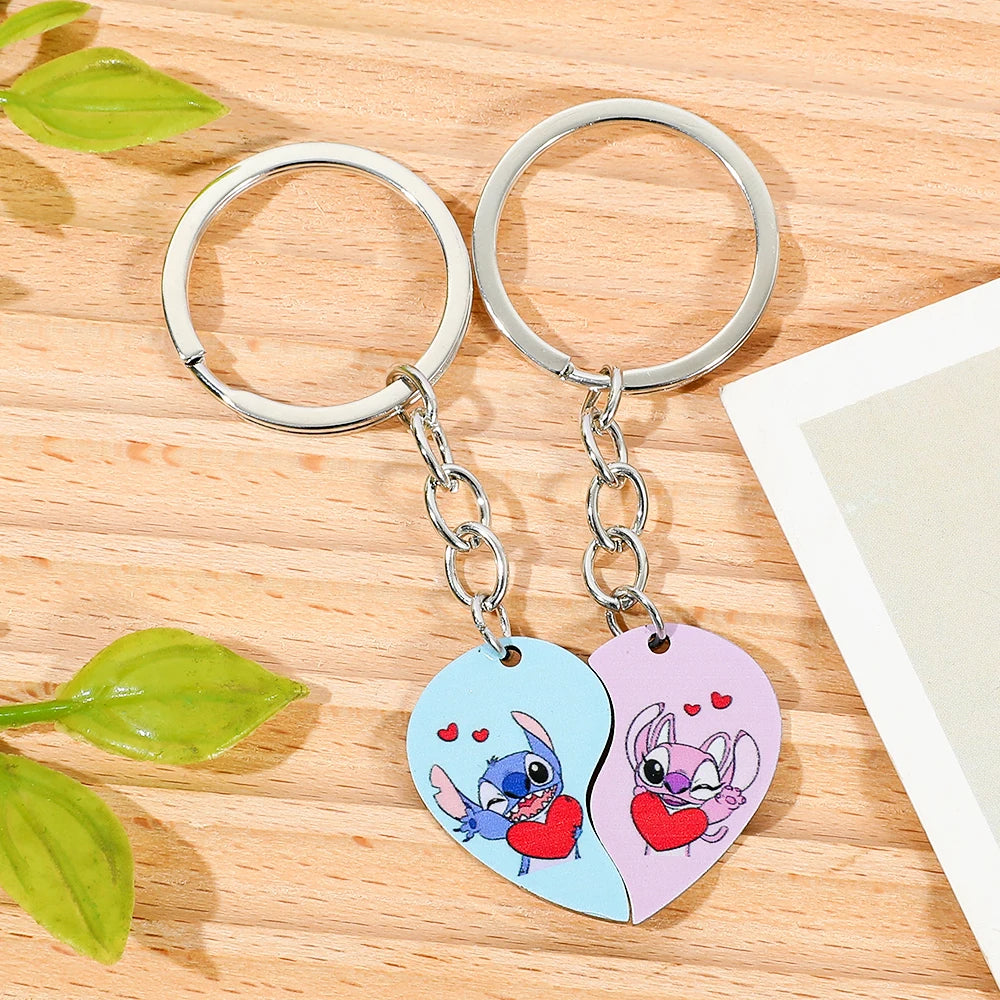 Disney Couple Heart Keychain – Antique Silver Matching Set