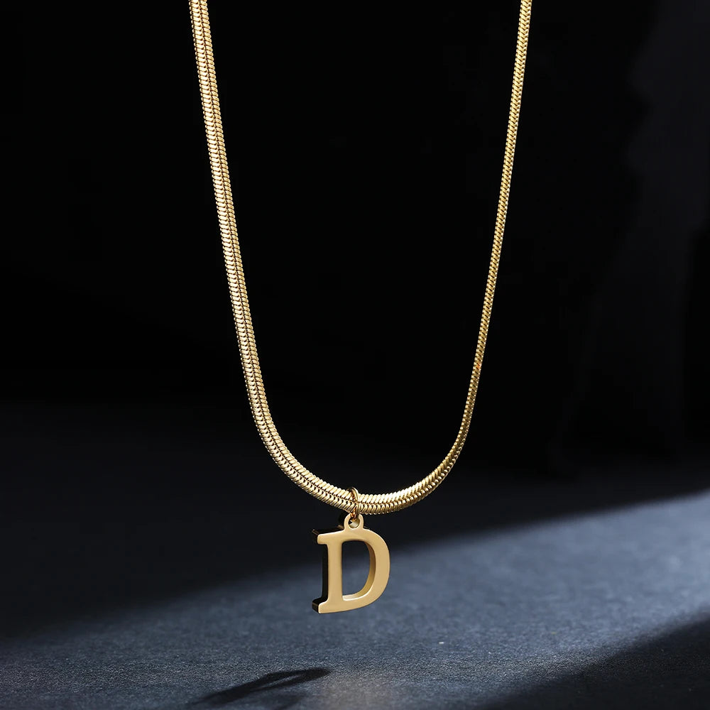 A - Z Onekiss Flat Snake Chain Necklace – Stainless Steel Trendy Style