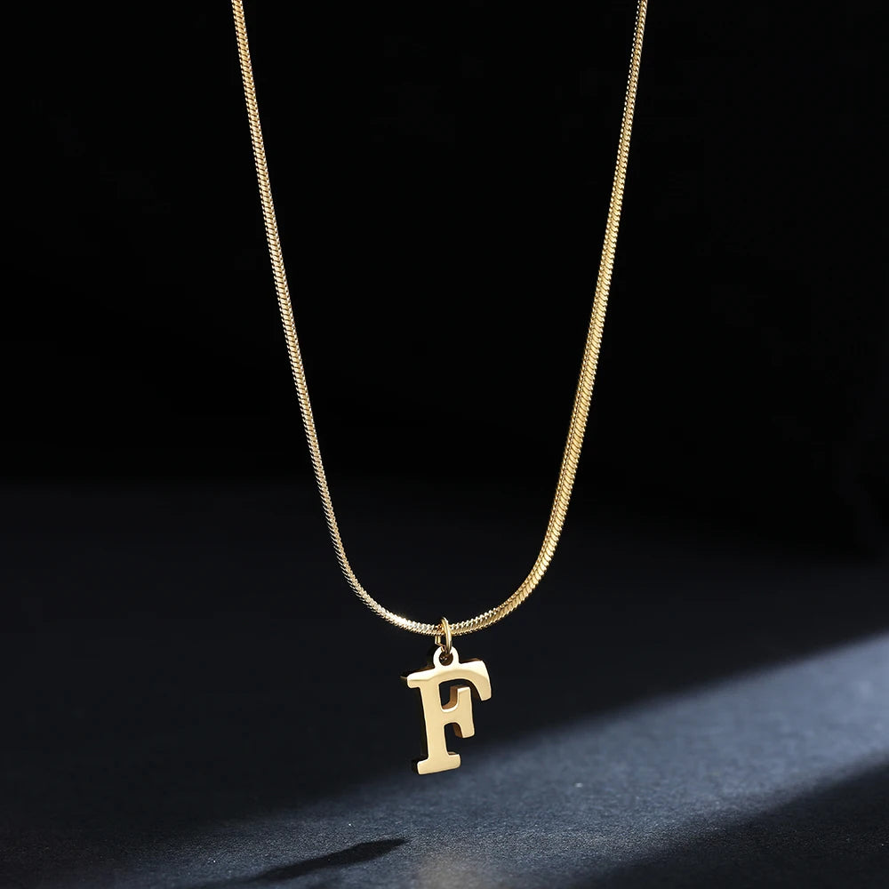 A - Z Onekiss Flat Snake Chain Necklace – Stainless Steel Trendy Style