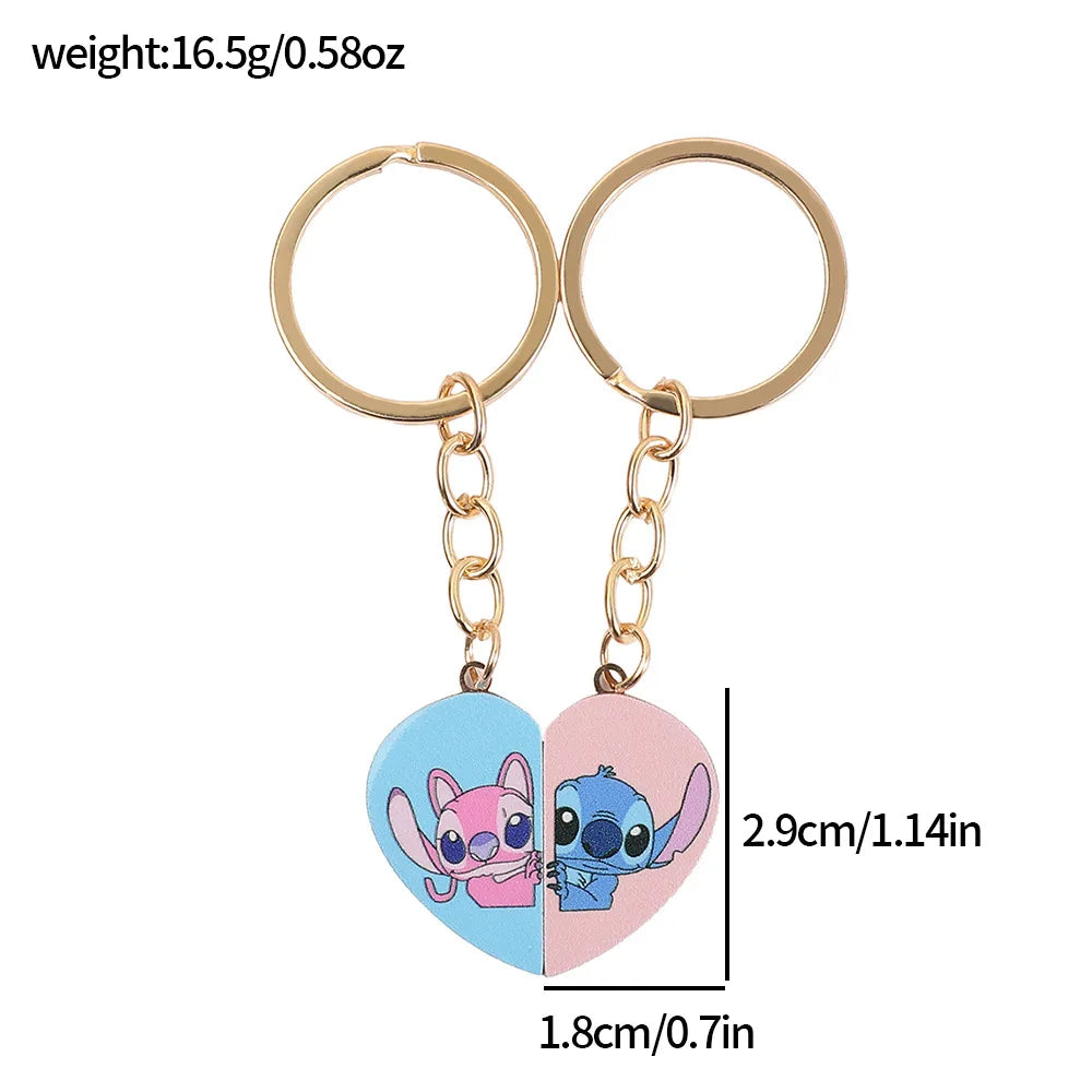 Disney Couple Heart Keychain – Antique Silver Matching Set