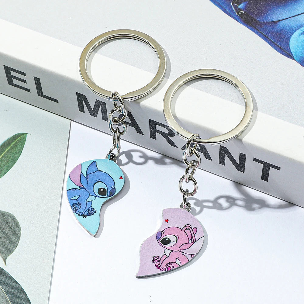 Disney Couple Heart Keychain – Antique Silver Matching Set